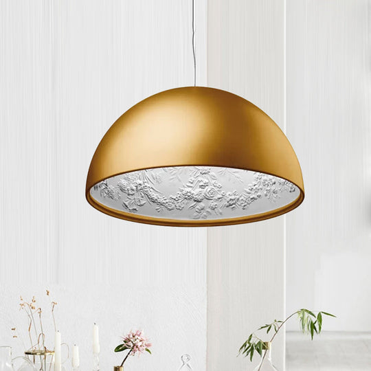 Nordic Dome Pendant Light With Intricate Pattern 1-Light In Black/White/Brown 16’/23.5’/35.5’