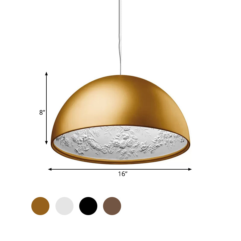 Nordic Dome Pendant Light With Intricate Pattern 1-Light In Black/White/Brown 16’/23.5’/35.5’