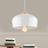 Nordic Metal Hanging Lamp With Bowl Shade - 1 Light Black/White Suspension For Dining Room 12/14