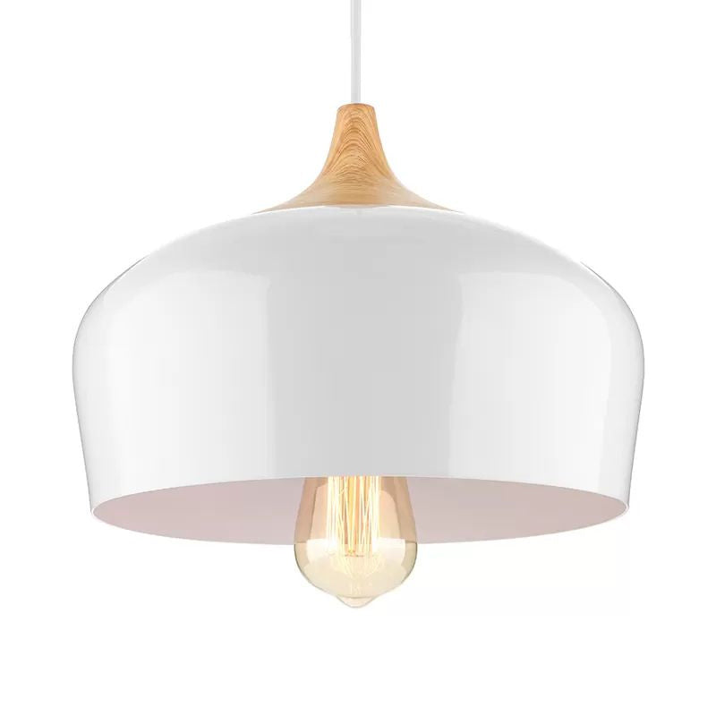 Nordic Metal Hanging Lamp With Bowl Shade - Black/White Suspension Light For Dining Room