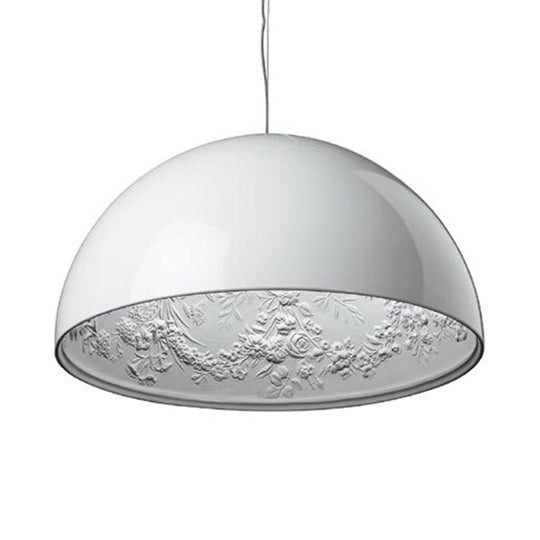 Nordic Dome Pendant Light With Intricate Pattern 1-Light In Black/White/Brown 16’/23.5’/35.5’