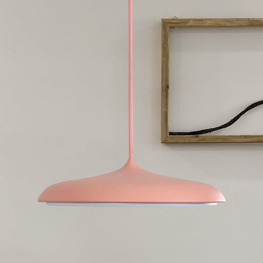 Modern Metal Pendant Light With White/Pink/Yellow Shade - 10/16 Diameter Warm/White Lighting Pink /