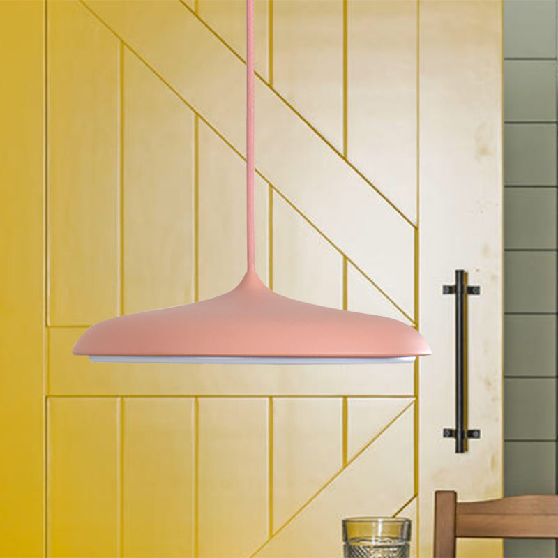 Modern Metal Disk Ceiling Pendant Light - 10’/16’ Diameter 1 White/Pink/Yellow Warm/White