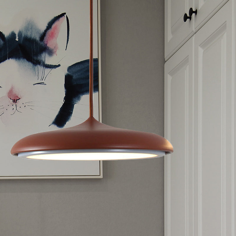 Modern Metal Pendant Light With White/Pink/Yellow Shade - 10/16 Diameter Warm/White Lighting