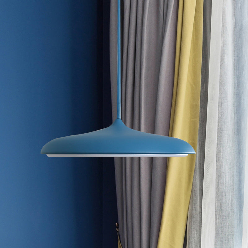 Modern Metal Disk Ceiling Pendant Light - 10’/16’ Diameter 1 White/Pink/Yellow Warm/White