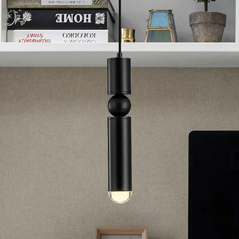 Modern Tube Hanging Light - Metal Black/White/Brass Led Suspension Pendant For Dining Room Warm