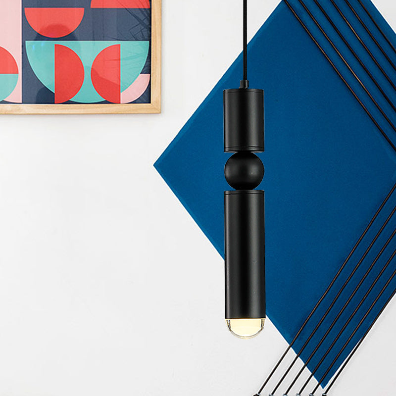 Modern Tube Hanging Light - Metal Black/White/Brass Led Suspension Pendant In Warm Ideal For Dining