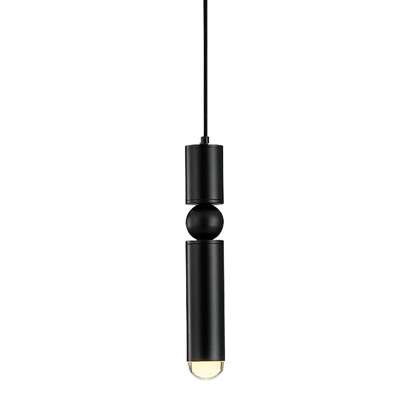 Modern Tube Hanging Light - Metal Black/White/Brass Led Suspension Pendant In Warm Ideal For Dining