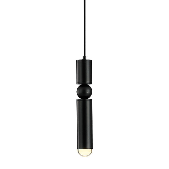 Modern Tube Hanging Light - Metal Black/White/Brass Led Suspension Pendant In Warm Ideal For Dining