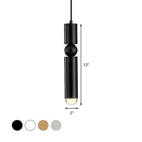 Modern Tube Hanging Light - Metal Black/White/Brass Led Suspension Pendant For Dining Room Warm
