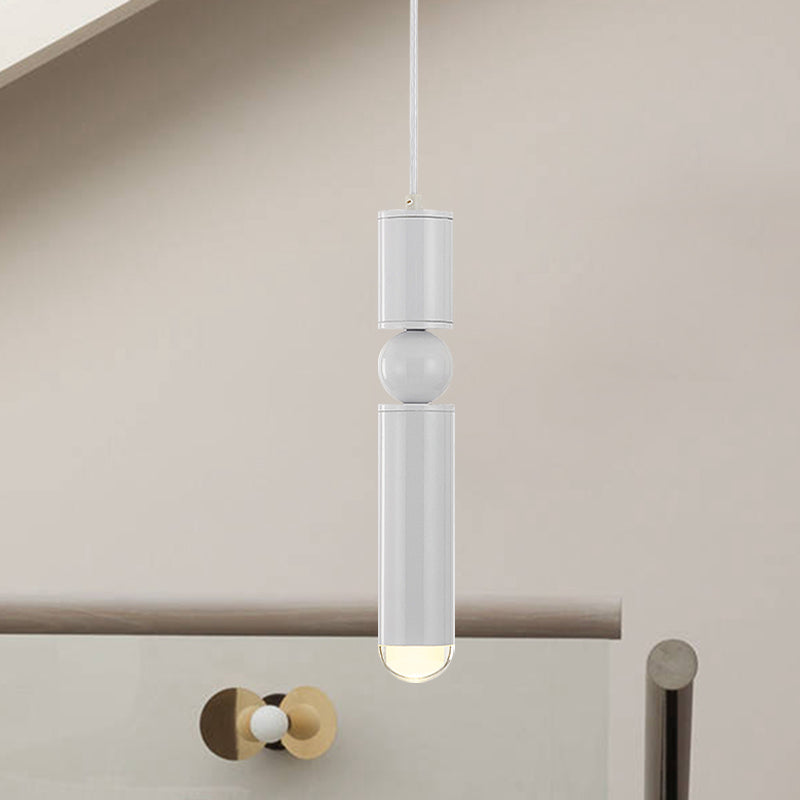 Modern Tube Hanging Light - Metal Black/White/Brass Led Suspension Pendant In Warm Ideal For Dining