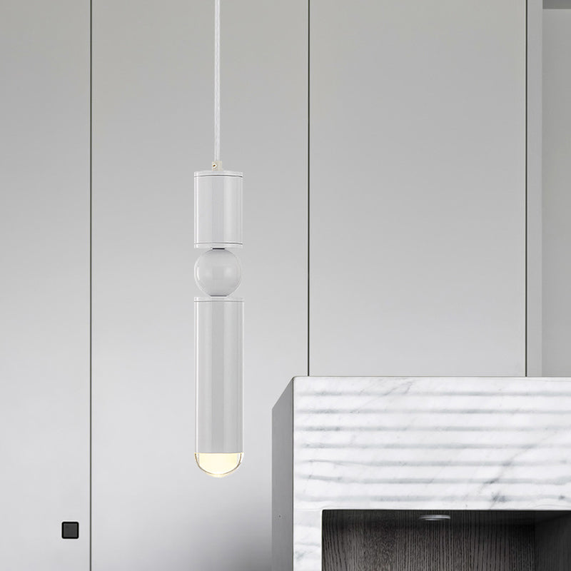 Modern Tube Hanging Light - Metal Black/White/Brass Led Suspension Pendant In Warm Ideal For Dining