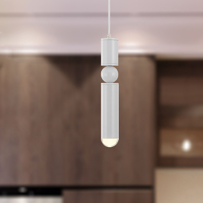 Modern Tube Hanging Light - Metal Black/White/Brass Led Suspension Pendant For Dining Room Warm