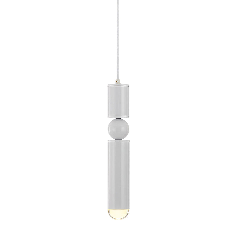 Modern Tube Hanging Light - Metal Black/White/Brass Led Suspension Pendant In Warm Ideal For Dining