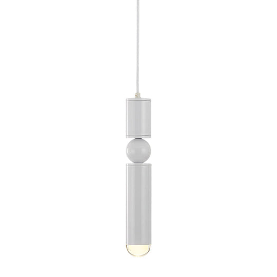 Modern Tube Hanging Light - Metal Black/White/Brass Led Suspension Pendant In Warm Ideal For Dining