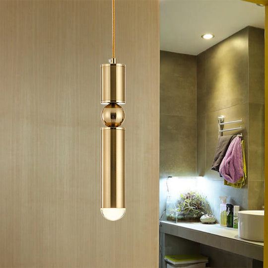 Modern Tube Hanging Light - Metal Black/White/Brass Led Suspension Pendant For Dining Room Warm