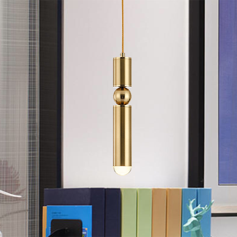 Modern Tube Hanging Light - Metal Black/White/Brass Led Suspension Pendant In Warm Ideal For Dining