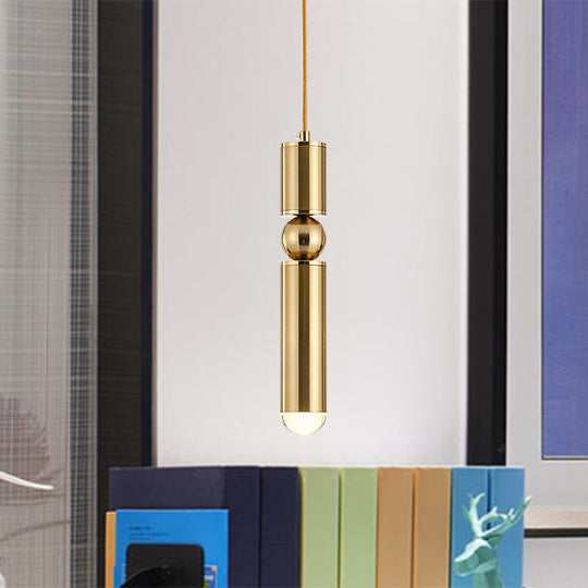 Modern Tube Hanging Light - Metal Black/White/Brass Led Suspension Pendant In Warm Ideal For Dining