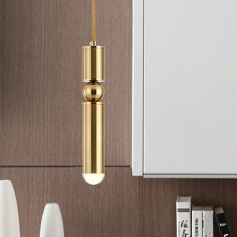 Modern Tube Hanging Light - Metal Black/White/Brass Led Suspension Pendant In Warm Ideal For Dining