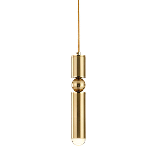 Modern Tube Hanging Light - Metal Black/White/Brass Led Suspension Pendant In Warm Ideal For Dining