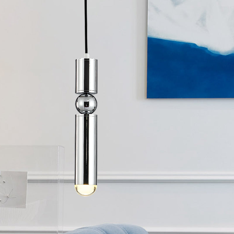 Modern Tube Hanging Light - Metal Black/White/Brass Led Suspension Pendant In Warm Ideal For Dining