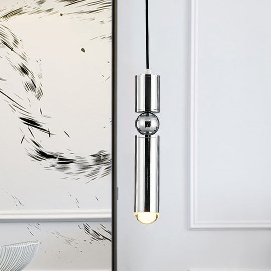 Modern Tube Hanging Light - Metal Black/White/Brass Led Suspension Pendant In Warm Ideal For Dining