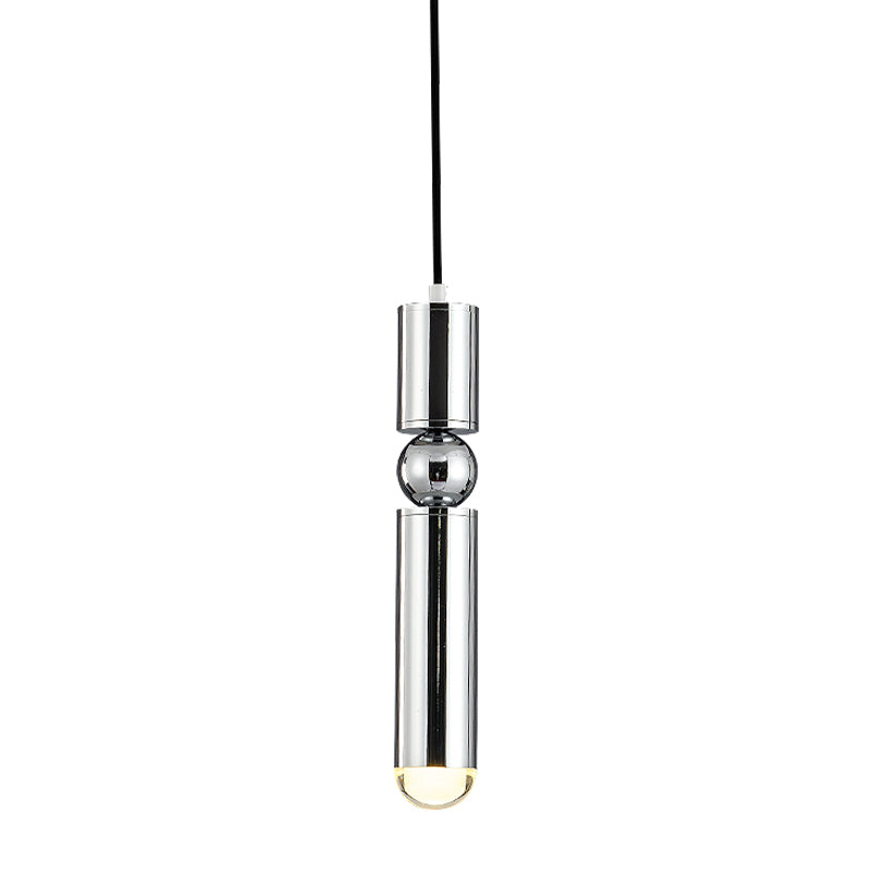 Modern Tube Hanging Light - Metal Black/White/Brass Led Suspension Pendant In Warm Ideal For Dining