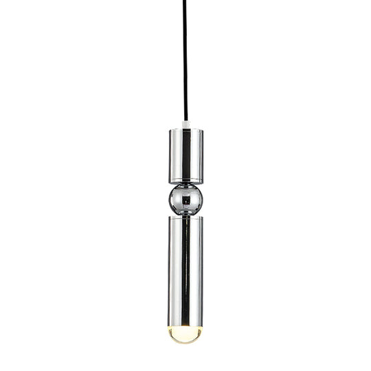 Modern Tube Hanging Light - Metal Black/White/Brass Led Suspension Pendant In Warm Ideal For Dining