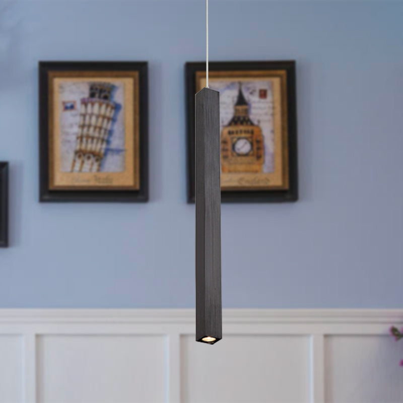 Modern Cuboid Metal Ceiling Light - Black/White Single Head Led Pendant Fixtures For Living Room