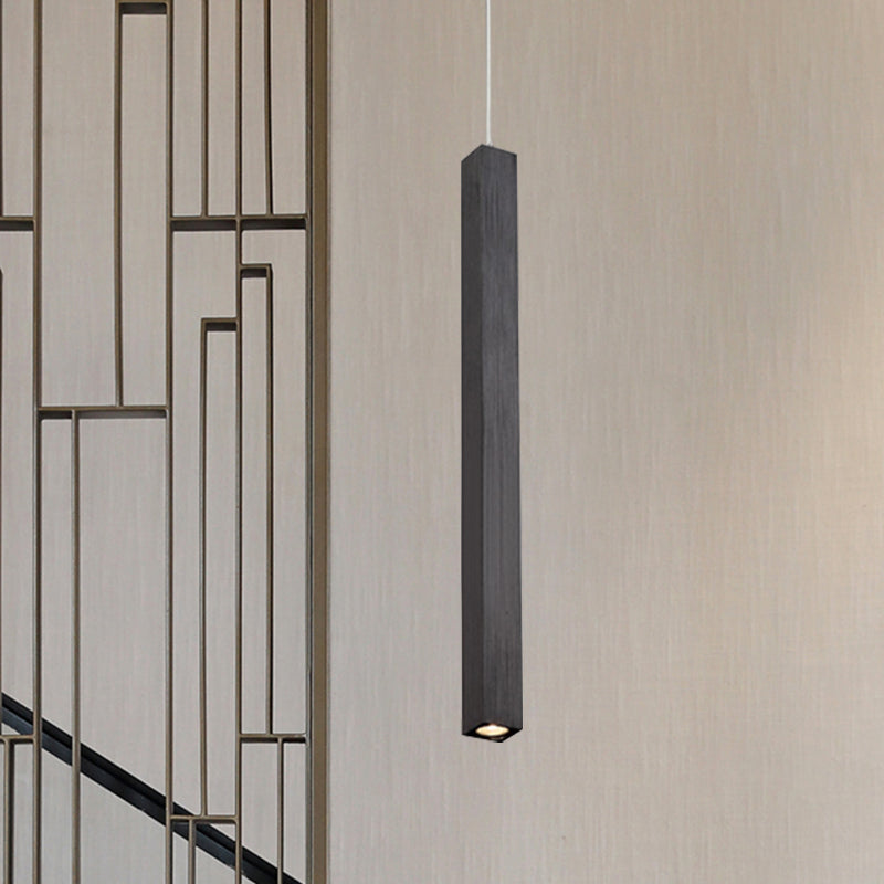 Modern Cuboid Ceiling Light - Single Head Metal Pendant Fixture For Living Room Black/White Led