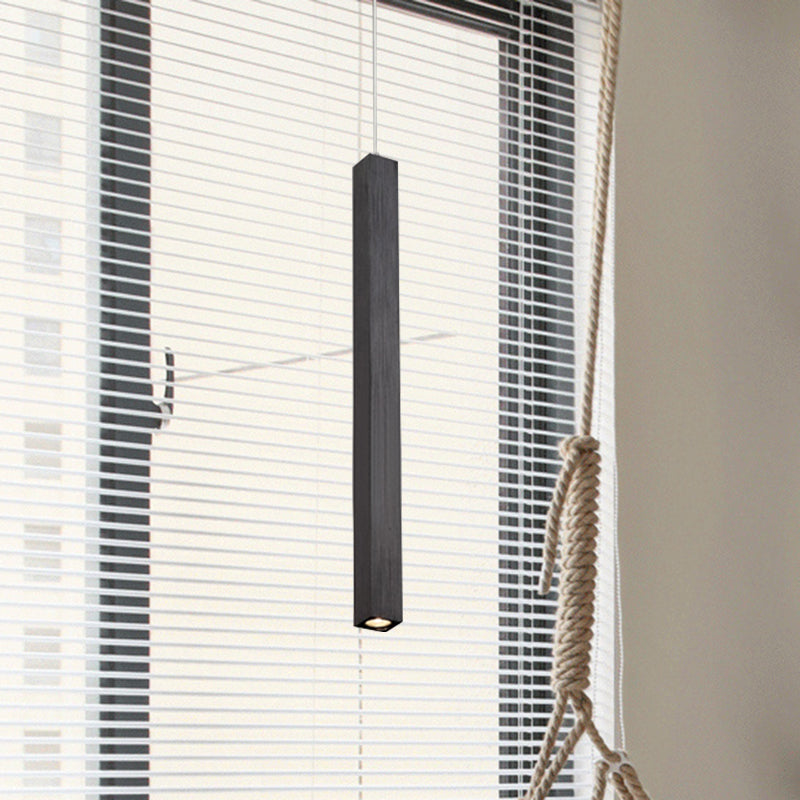 Modern Cuboid Metal Ceiling Light - Black/White Single Head Led Pendant Fixtures For Living Room