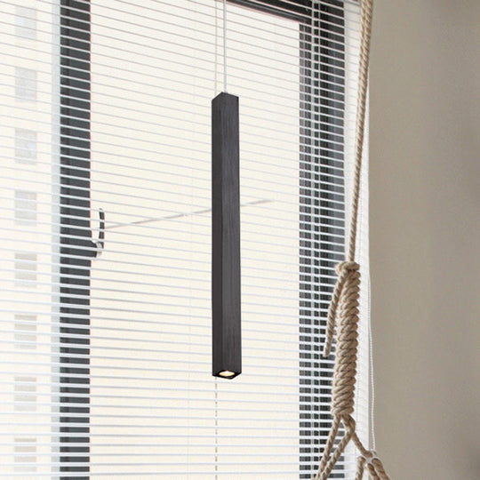 Modern Cuboid Metal Ceiling Light - Black/White Single Head Led Pendant Fixtures For Living Room