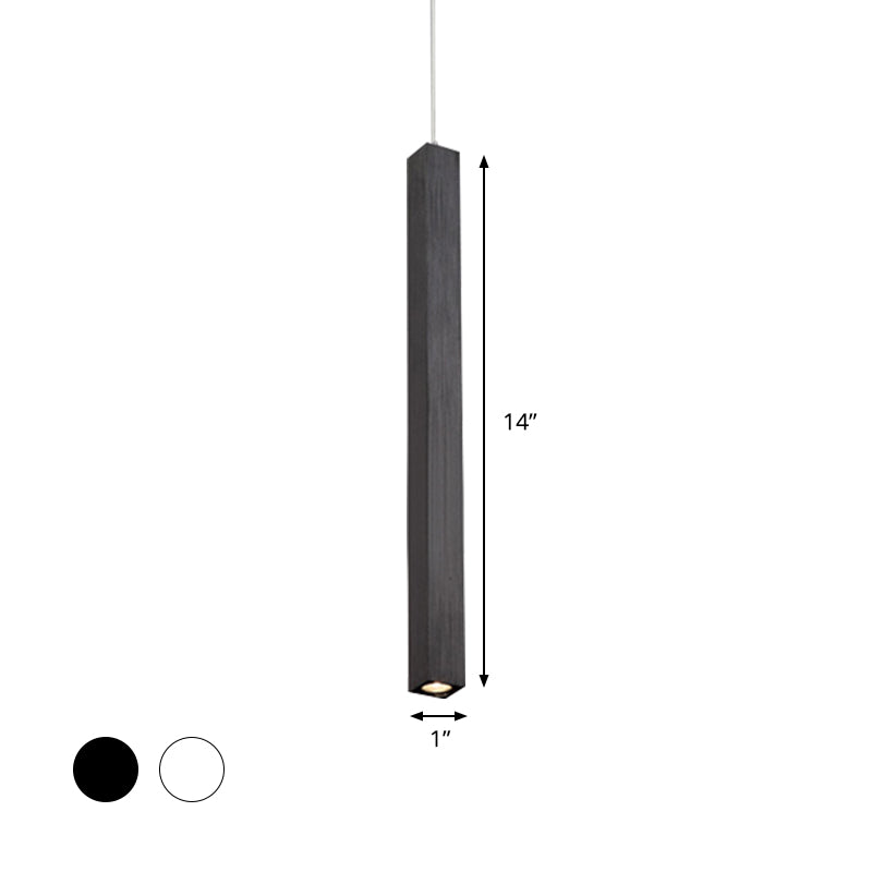 Modern Cuboid Ceiling Light - Single Head Metal Pendant Fixture For Living Room Black/White Led