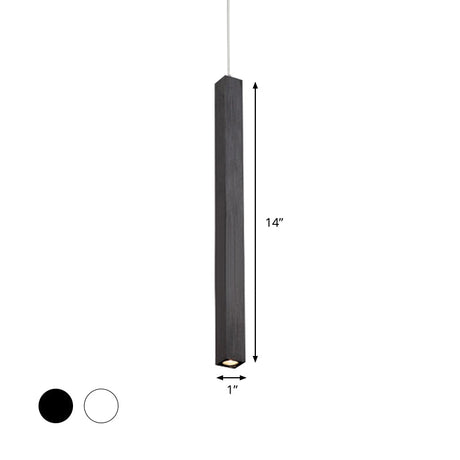 Modern Cuboid Metal Ceiling Light - Black/White Single Head Led Pendant Fixtures For Living Room