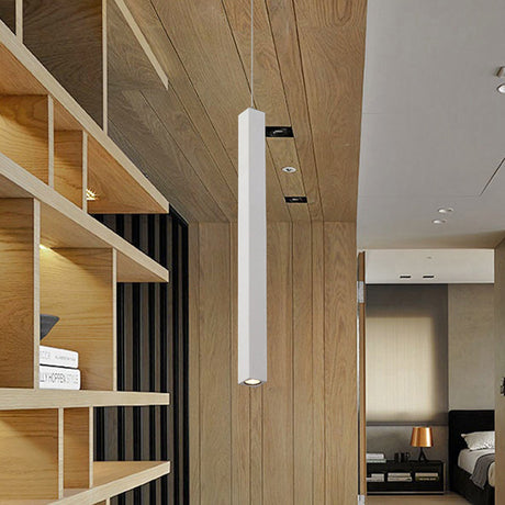 Modern Cuboid Metal Ceiling Light - Black/White Single Head Led Pendant Fixtures For Living Room