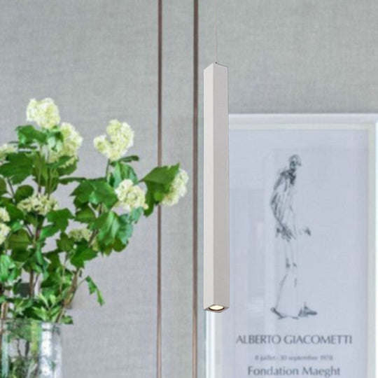 Modern Cuboid Ceiling Light - Single Head Metal Pendant Fixture For Living Room Black/White Led