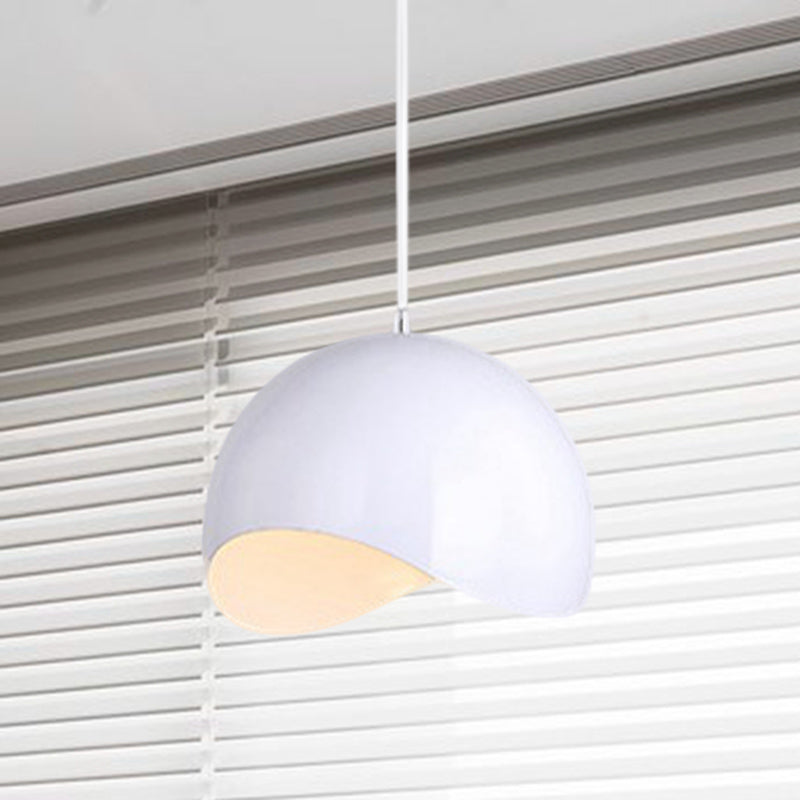 Modern Metal Dome Ceiling Light With Adjustable Height - 1 Bulb Inner Pink/Yellow 8’/12’ W