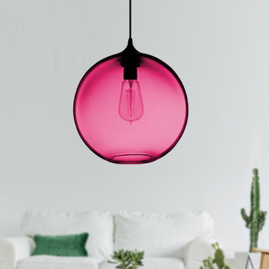 Simplicity Glass Globe Pendant Light - 1 Red/Brown/Clear