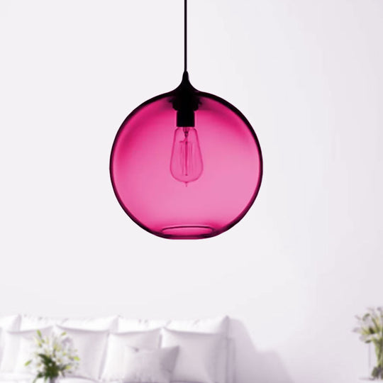 Simplicity Glass Globe Pendant Light - 1 Red/Brown/Clear