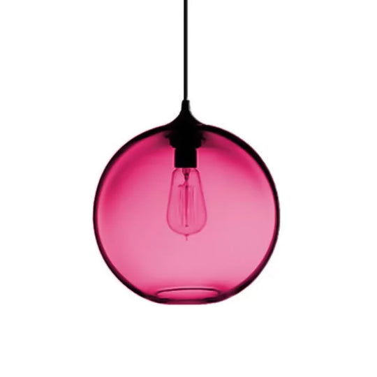 Simplicity Glass Globe Pendant Light - 1 Red/Brown/Clear