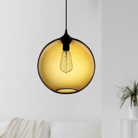 Simplicity Glass Globe Pendant Light - 1 Red/Brown/Clear