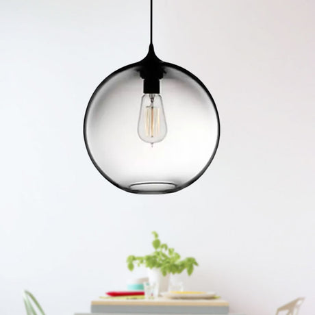 Simplicity Glass Globe Pendant Light - 1 Red/Brown/Clear