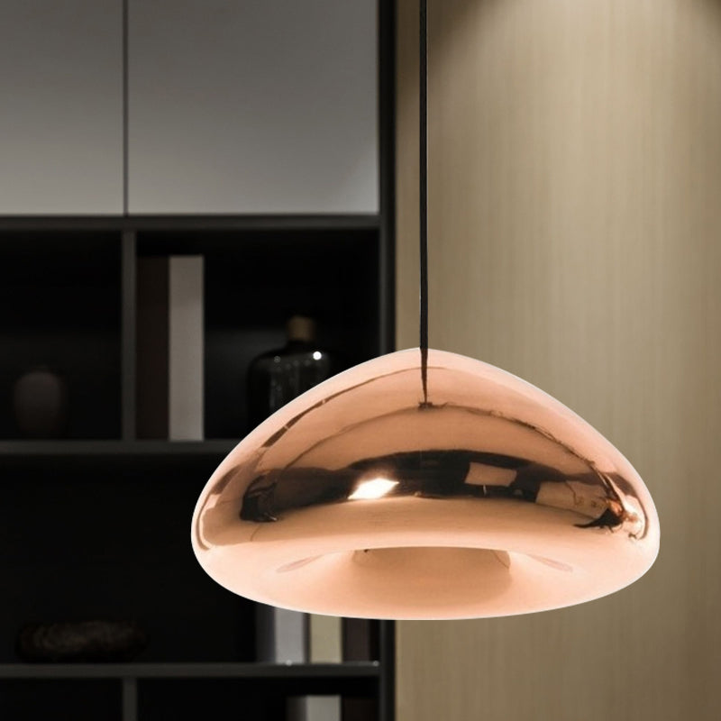7/12W Modern Glass Pendant Light - Recessed Shape 1 Sliver/Gold/Rose Gold Rose / 7