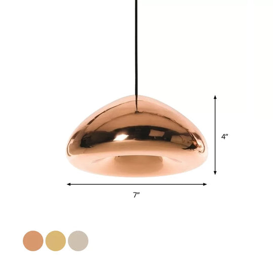 7/12W Modern Glass Pendant Light - Recessed Shape 1 Sliver/Gold/Rose Gold
