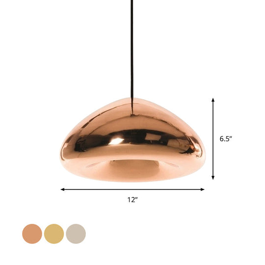 Post-Modern Glass Pendant Light - 7’/12’W Recessed Shape 1 Sliver/Gold/Rose Gold