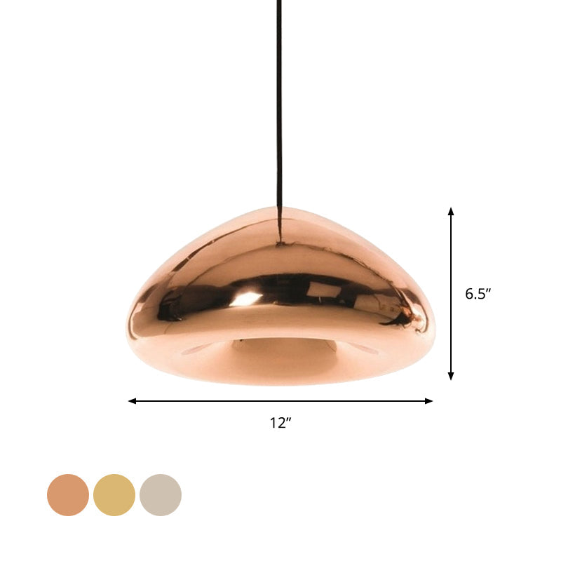 7/12W Modern Glass Pendant Light - Recessed Shape 1 Sliver/Gold/Rose Gold