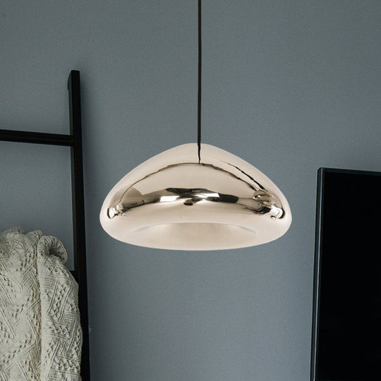 Post-Modern Glass Pendant Light - 7’/12’W Recessed Shape 1 Sliver/Gold/Rose Gold