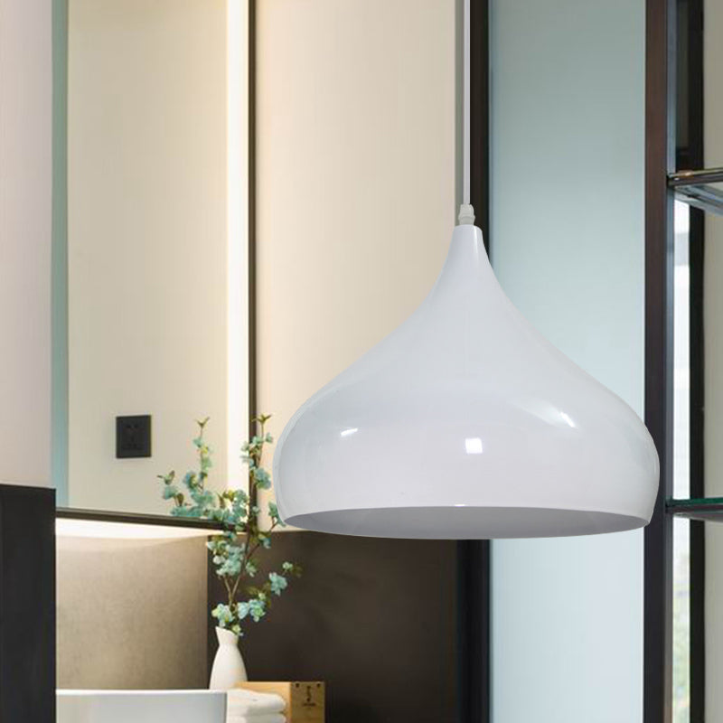 Modern Iron Dome Pendant Light - 1-Light Black/White/Red 12.5’’/16.5’’ Wide White / 12.5’’