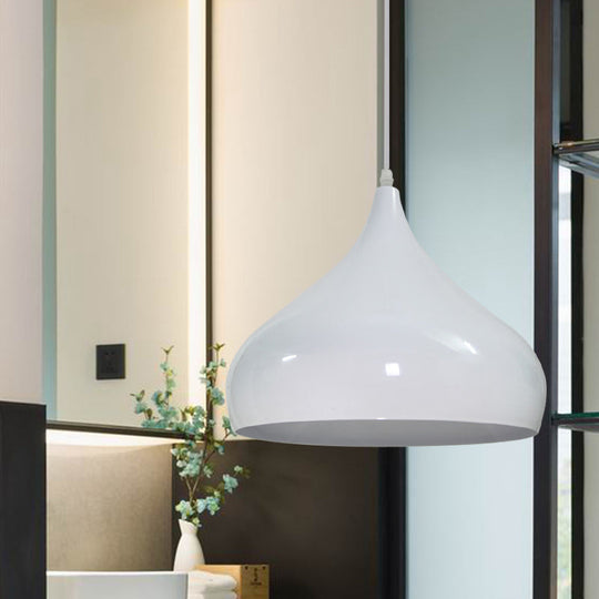 Modern Iron Dome Pendant Light - 1-Light Black/White/Red 12.5’’/16.5’’ Wide White / 12.5’’