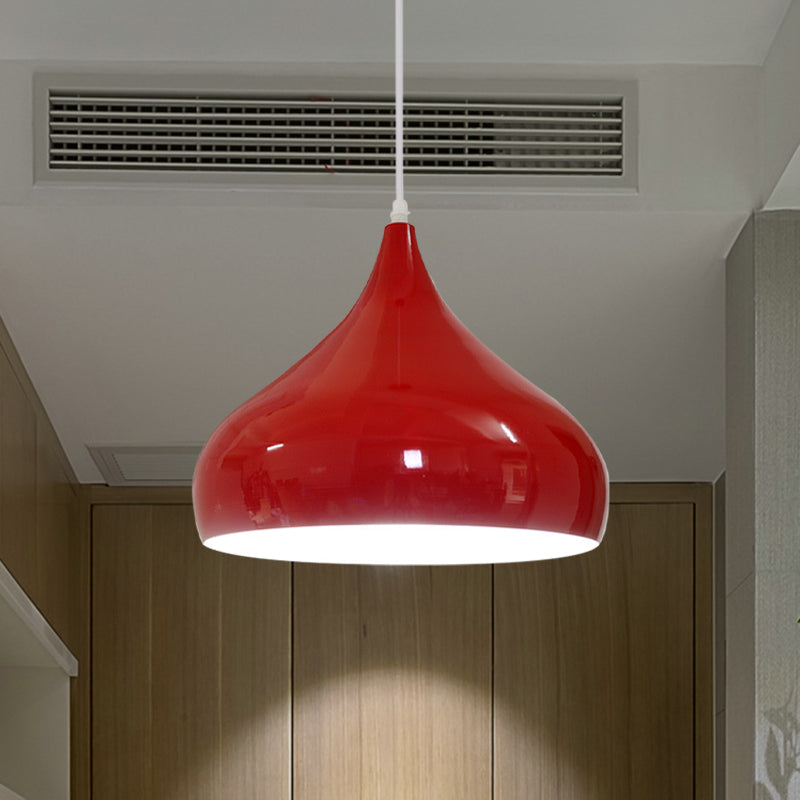 Modern Iron Dome Pendant Light - 1-Light Black/White/Red 12.5’’/16.5’’ Wide